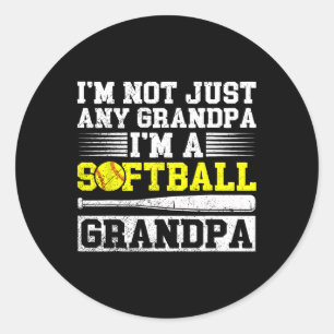 Ik ben een Softll-opa van een Softll-speler grootv Ronde Sticker