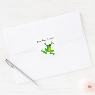 Ik ben een Sprookjesprins Grappige Groene Kikker C Vierkante Sticker