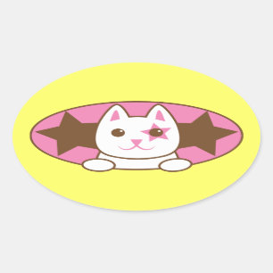 Ik ben een STAR CAT zo schattig! Ovale Sticker