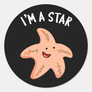 Ik ben een Star Funny Starfish Pun Dark BG Ronde Sticker