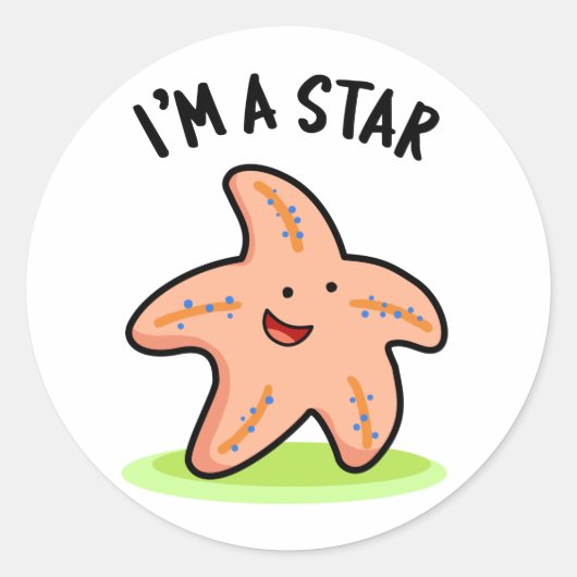 Ik ben een Star Funny Starfish Pun Ronde Sticker (Voorkant)