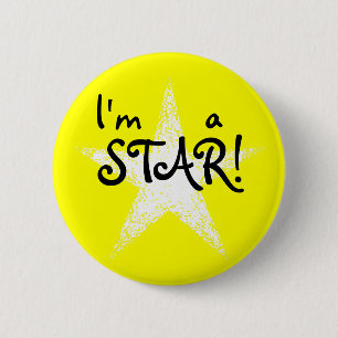 Ik ben een STAR. Geel Ronde Button 5,7 Cm
