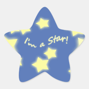 Ik ben een ster! Blue/Yellow Star-Sticker Ster Sticker