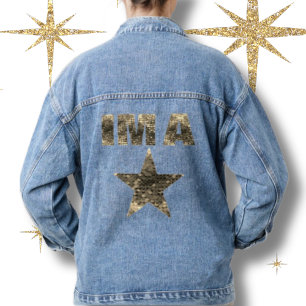 Ik ben een ster gouden letters blauw denim jacket
