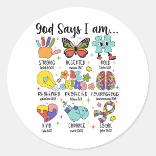 Ik ben een sterk Christelijk autisme bewustzijn Ronde Sticker