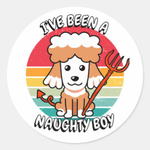 Ik ben een stoute jongen geweest - bruine hond ronde sticker