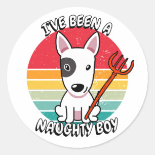 Ik ben een stoute jongen geweest - bull terrier ho ronde sticker