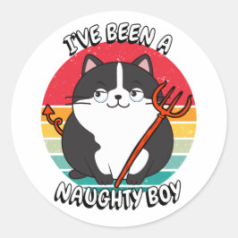 Ik ben een stoute jongen geweest - dikke kat ronde sticker