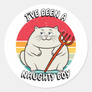 Ik ben een stoute jongen geweest - dikke kat ronde sticker