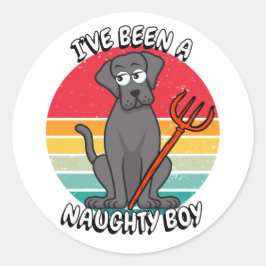 Ik ben een stoute jongen geweest - grote hond ronde sticker