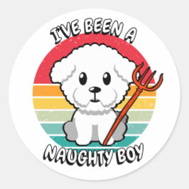 Ik ben een stoute jongen geweest - harige hond ronde sticker