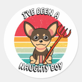 Ik ben een stoute jongen geweest - kleine hond ronde sticker