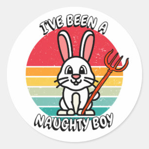 Ik ben een stoute jongen geweest - wit konijn ronde sticker