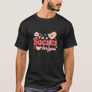 Ik ben een Sucker for You Heart Snoep Retro Groovy T-shirt