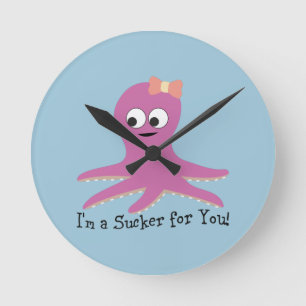 Ik ben een sukkel voor je! Roze octopus Ronde Klok