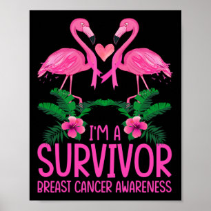 Ik ben een Survivor Borst Cancer Awareness Flaming Poster
