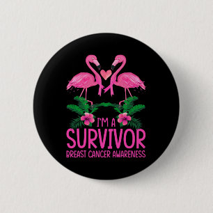 Ik ben een Survivor Borst Cancer Awareness Flaming Ronde Button 5,7 Cm
