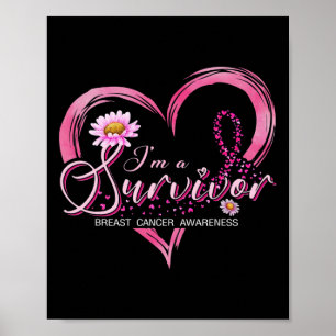 Ik ben een Survivor Breast Cancer Awareness Pink R Poster