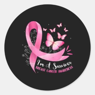 Ik ben een Survivor Breast Cancer Awareness Pink R Ronde Sticker