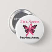 Ik ben een Survivor Breast Cancer Button (Voorkant /achterkant)