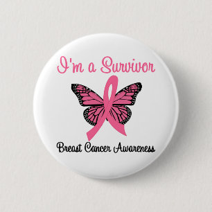 Ik ben een Survivor Breast Cancer Button