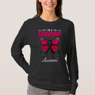 Ik ben een Survivor Butterfly Melanoma Skin Awaren T-shirt