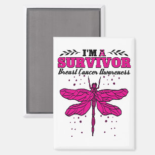 Ik ben een Survivor Dragonfly Breast Cancer Bewust Magneet