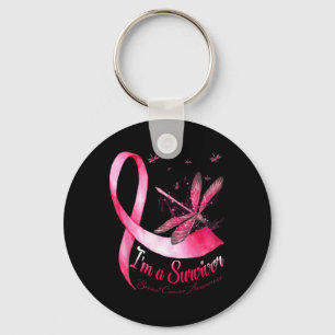 Ik ben een Survivor Dragonfly Breast Cancer Bewust Sleutelhanger