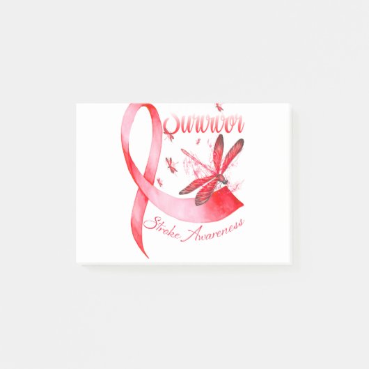 Ik ben een Survivor Dragonfly Red Ribbon Stroke Post-it® Notes (Voorkant)