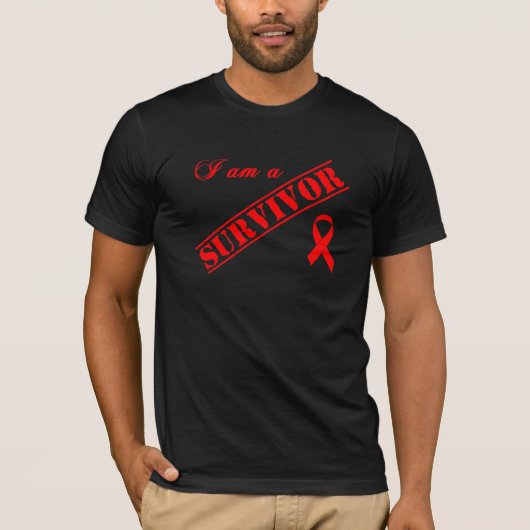 Ik ben een Survivor - Red Ribbon T-shirt (Voorkant)