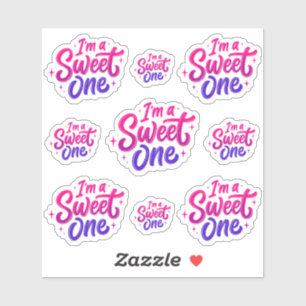 Ik ben een Sweet One Pink Paarse Sticker Sheet