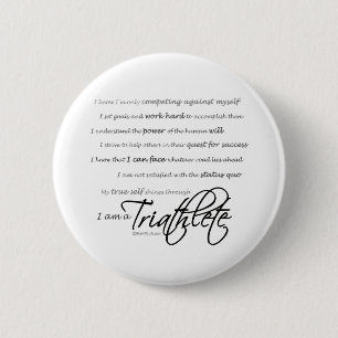 Ik ben een Triatlete - Manuscript Ronde Button 5,7 Cm