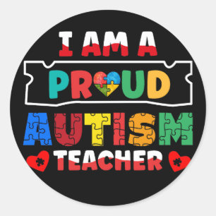 Ik ben een trots autisme leraar autisme ronde sticker
