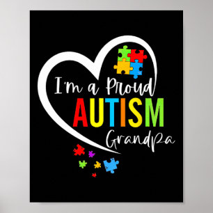Ik ben een trotse autisme opa hart autisme bewustz poster