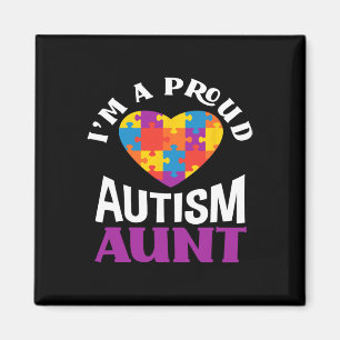 Ik ben een trotse autisme tante puzzel hart autism magneet