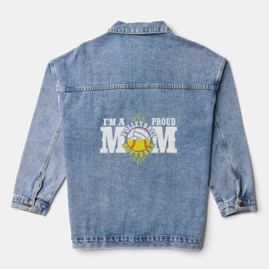 Ik ben een trotse volleybal softbal moeder denim jacket (Achterkant)