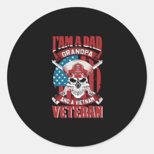 Ik ben een vader, opa en een Vietnamveteraan Ronde Sticker