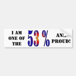 Ik ben een van de 53% en de rode bumpersticker