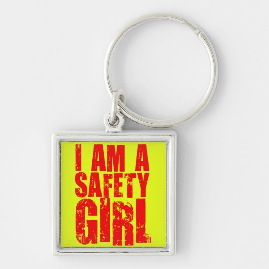 Ik ben een veiligheidsmeisje sleutelhanger (Voorkant)