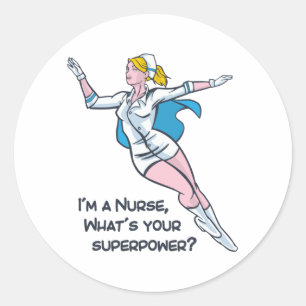 Ik ben een verpleegster wat je superkracht is ronde sticker
