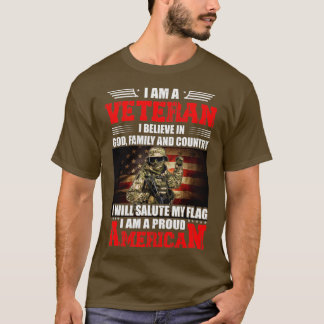 Ik ben een veteraan die ik geloof in God familie e T-shirt