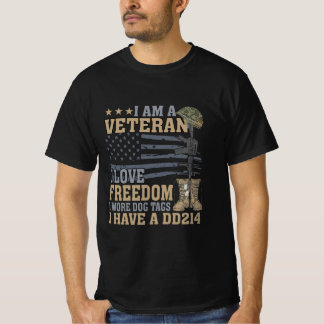 ik ben een veteraan die van vrijheid houdt ik droe t-shirt