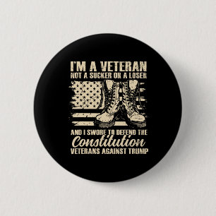 Ik ben een veteraan, geen sukkel of verliezer Grap Ronde Button 5,7 Cm