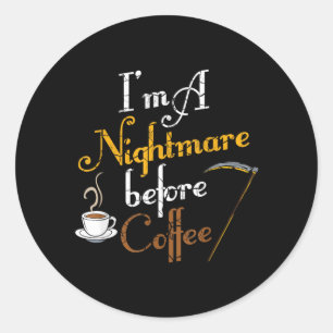 Ik ben een voor koffie grappige enge Halloween Ronde Sticker