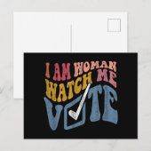 Ik ben een vrouw Bekijk mij Stem 2024 Blue Wave Briefkaart (Voorkant / Achterkant)