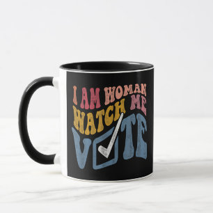 Ik ben een vrouw Bekijk mij Stem 2024 Blue Wave Mok