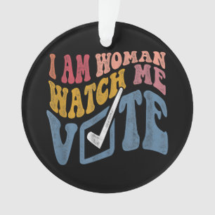 Ik ben een vrouw Bekijk mij Stem 2024 Blue Wave Ornament