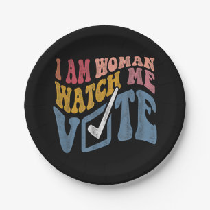 Ik ben een vrouw Bekijk mij Stem 2024 Blue Wave Papieren Bordje