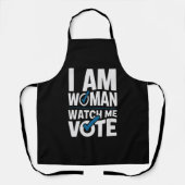 Ik ben een vrouw die kijkt hoe ik stem schort (Voorkant)