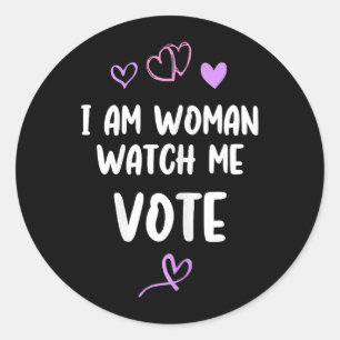 Ik ben een vrouw die mij ziet stemmen ronde sticker
